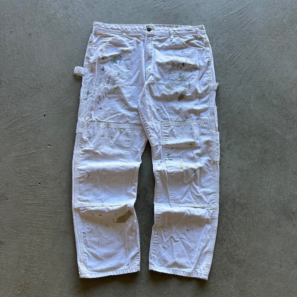 Vintage Dickies Double Knee Pants Size 38x32 White Painter Carpenter Workwear